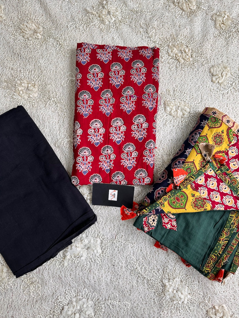 Pure HandBlock Printed Premium Cotton Suit With Appliqué Dupatta