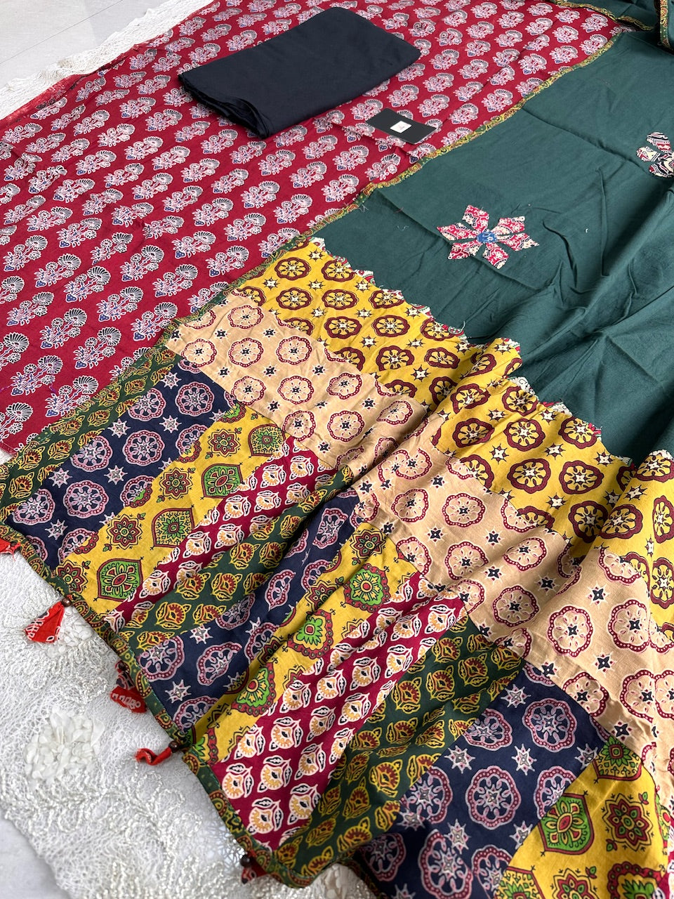 Pure HandBlock Printed Premium Cotton Suit With Appliqué Dupatta