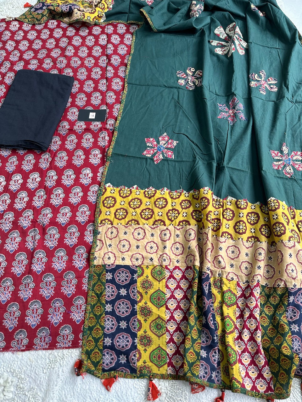 Pure HandBlock Printed Premium Cotton Suit With Appliqué Dupatta