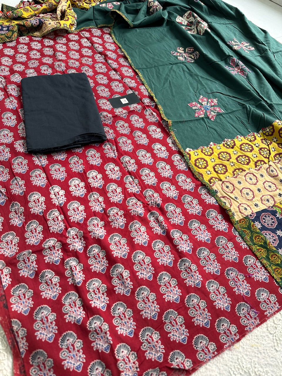 Pure HandBlock Printed Premium Cotton Suit With Appliqué Dupatta