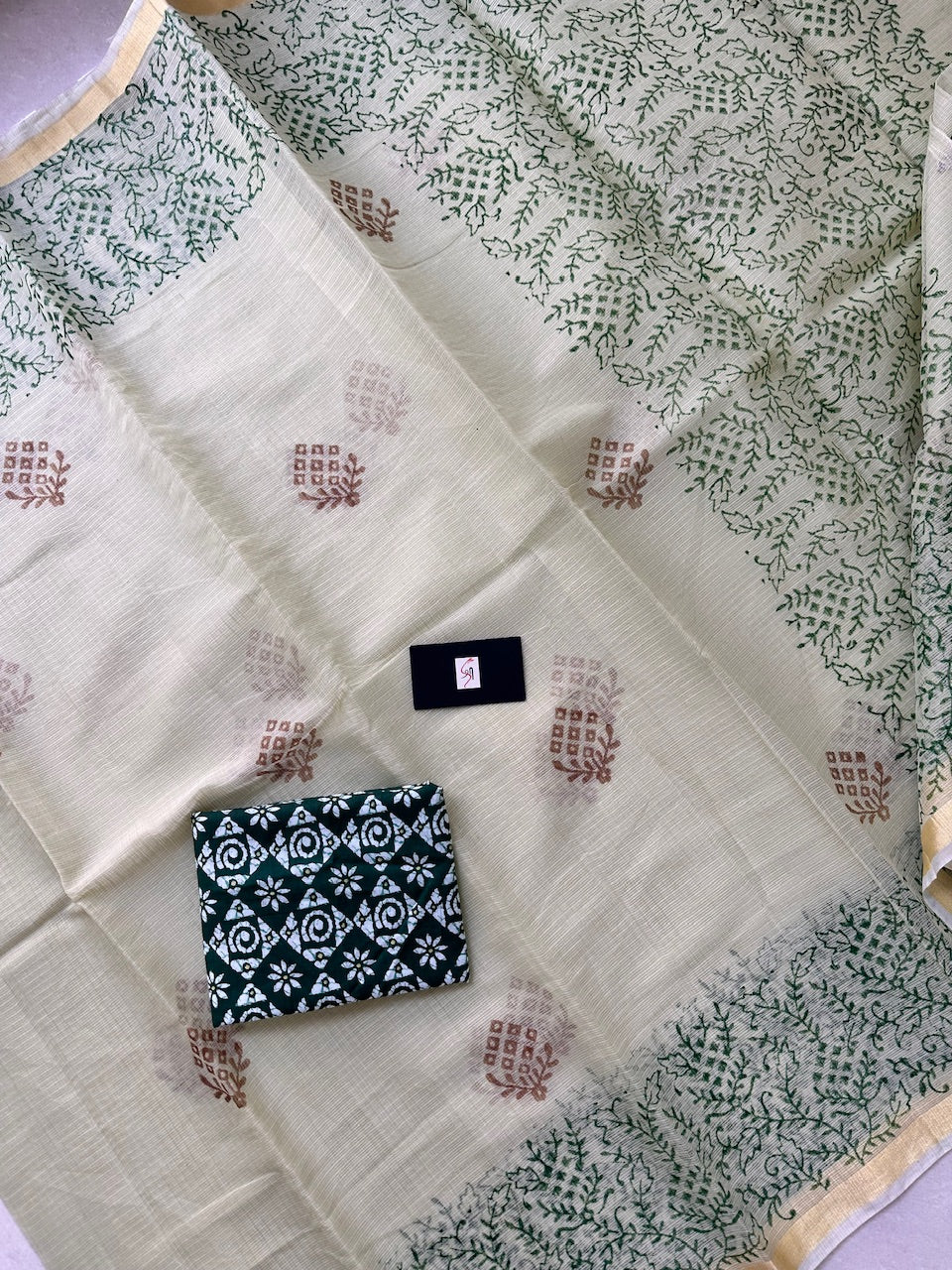 HandBlock Printed Kota Cotton Doria Saree