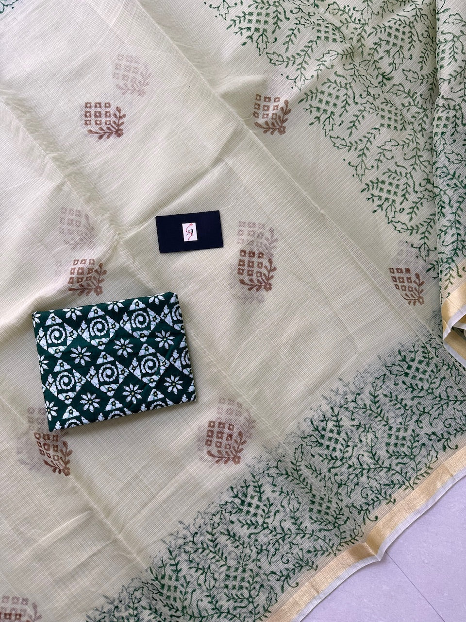 HandBlock Printed Kota Cotton Doria Saree