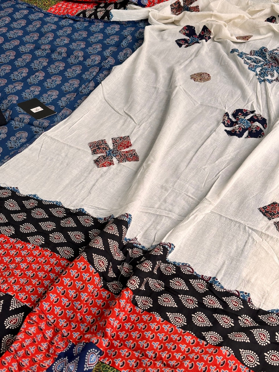 Pure HandBlock Printed Premium Cotton Suit with Appliquéd Dupatta