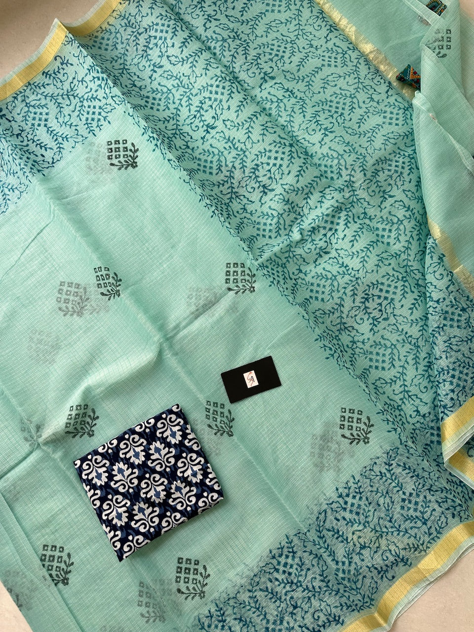 HandBlock Printed Kota Cotton Doria Saree