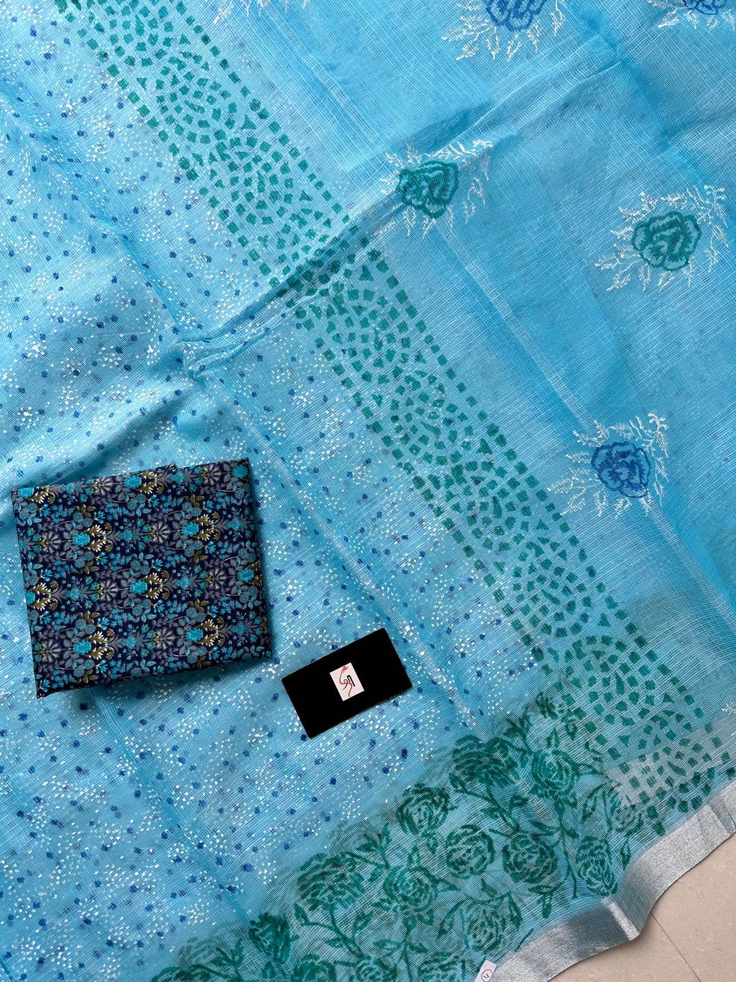 HandBlock Printed Kota Cotton Doria Saree