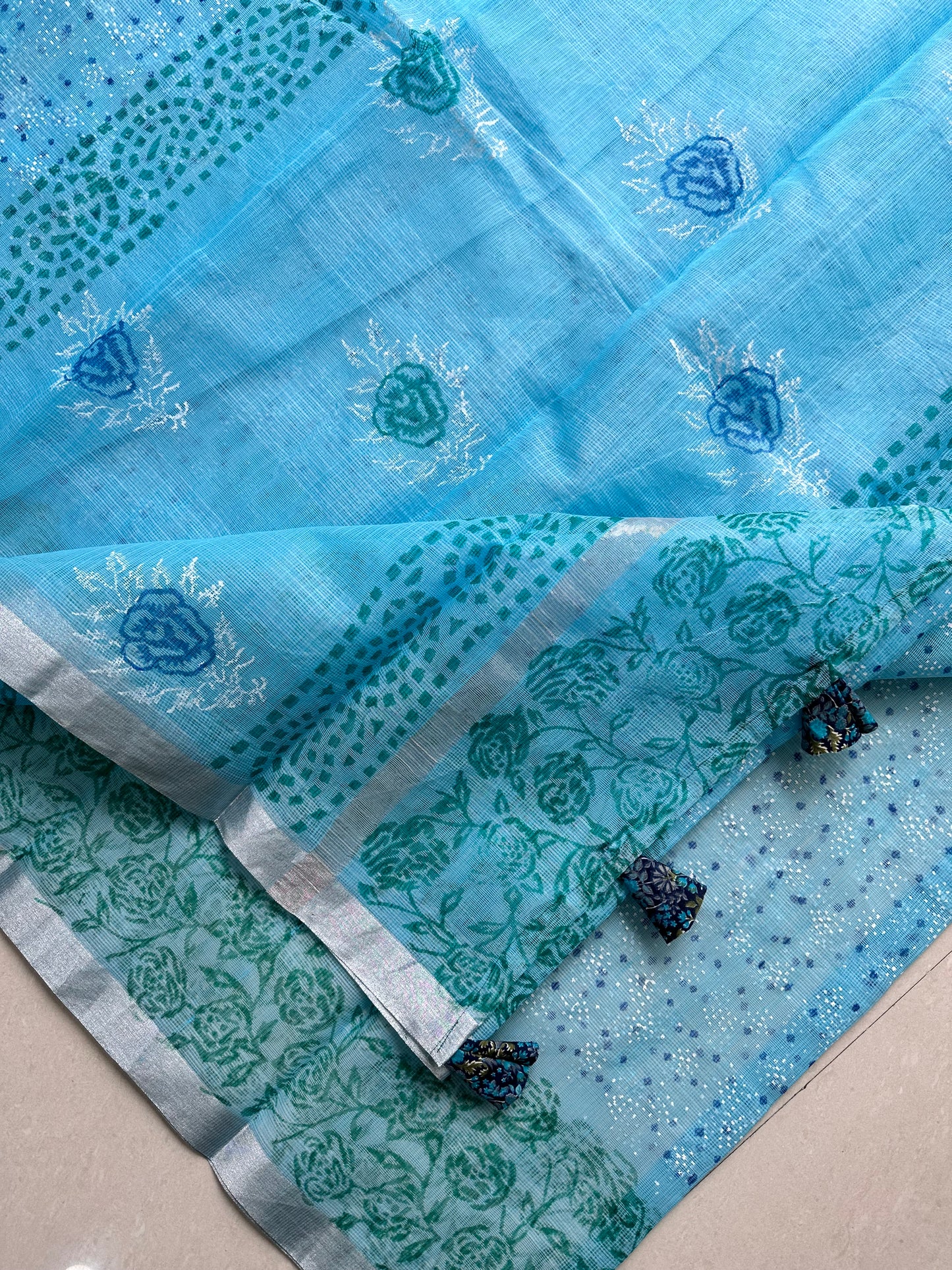 HandBlock Printed Kota Cotton Doria Saree