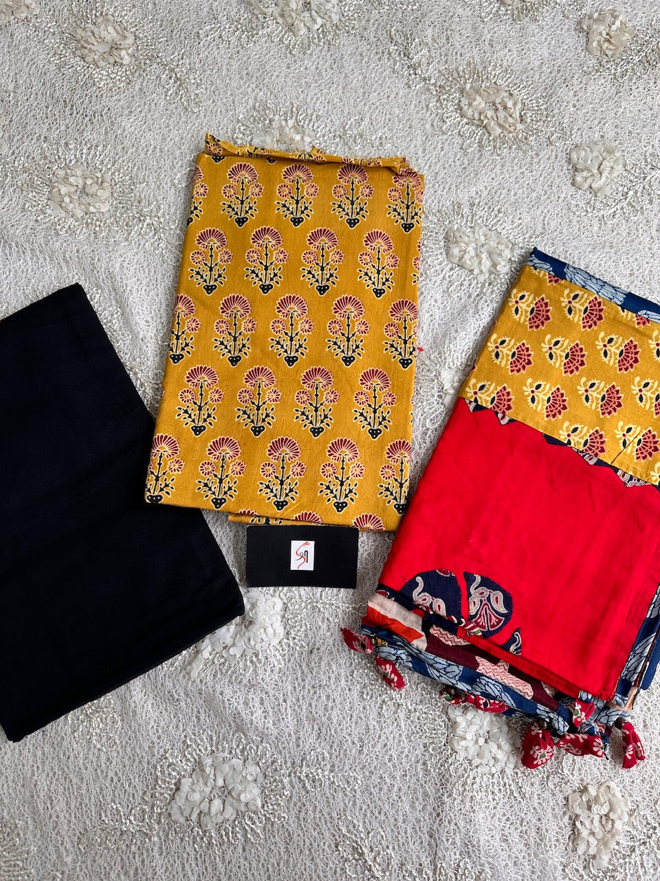 Pure HandBlock Printed Premium Cotton Suit With Appliquéd Dupatta