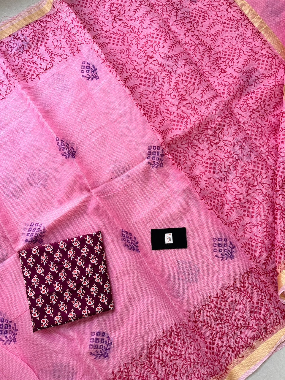 HandBlock Printed Kota Cotton Doria Saree