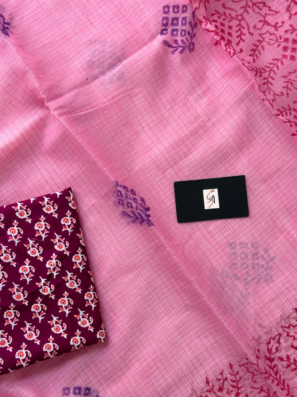 HandBlock Printed Kota Cotton Doria Saree