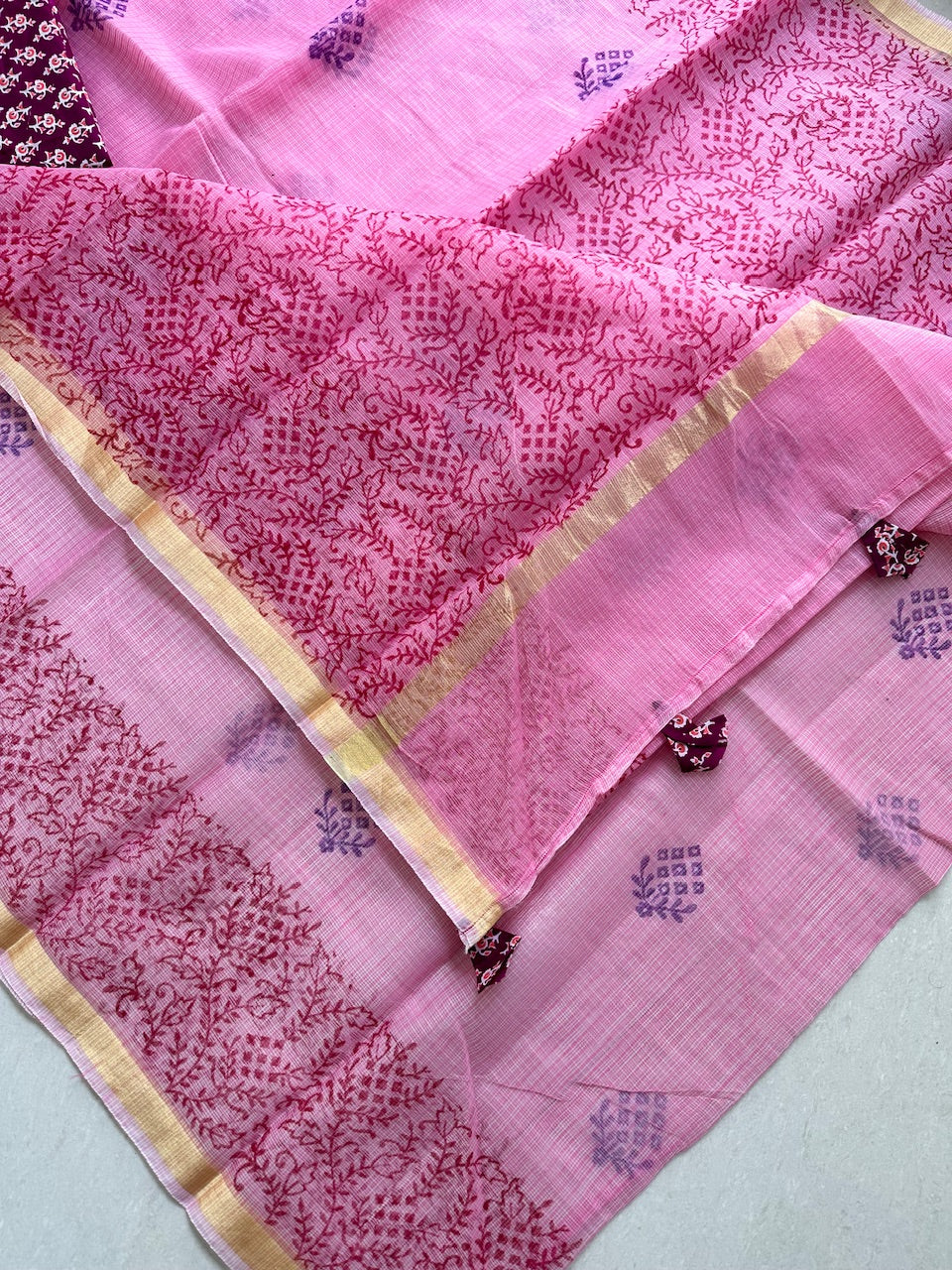 HandBlock Printed Kota Cotton Doria Saree