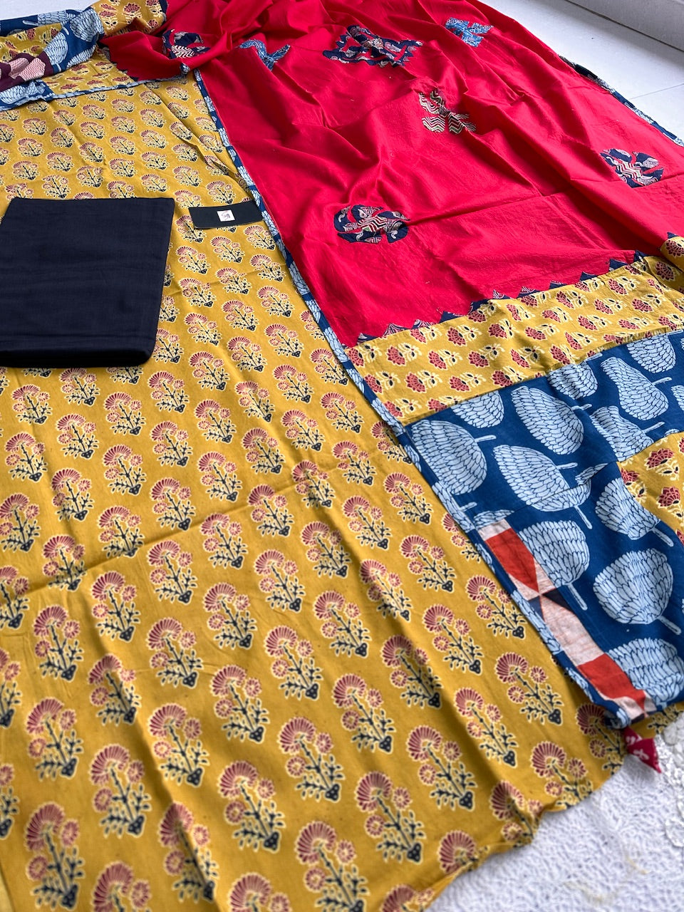 Pure HandBlock Printed Premium Cotton Suit With Appliquéd Dupatta