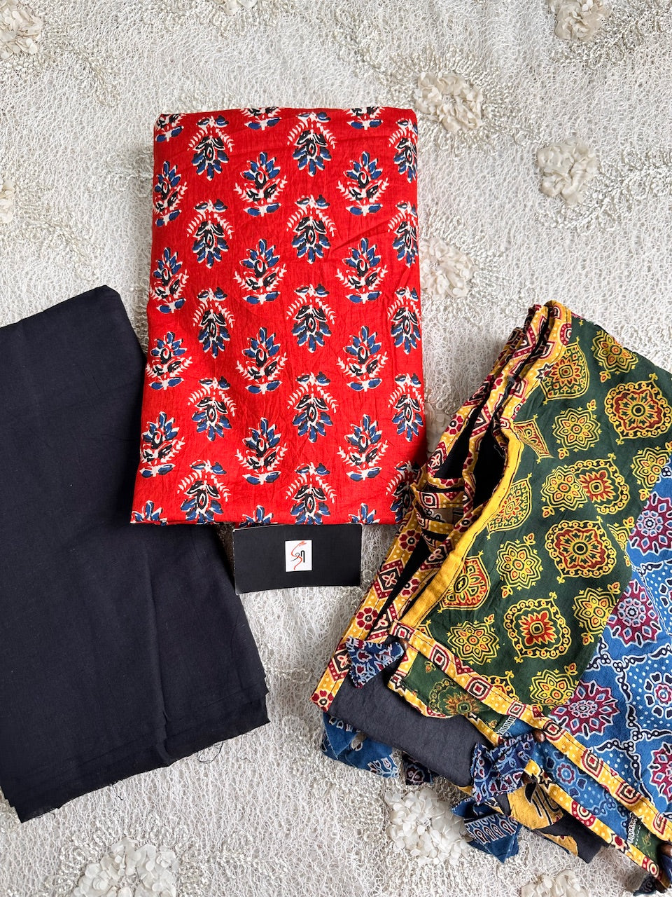 Pure HandBlock Printed Premium Cotton Suit with Appliquéd Dupatta