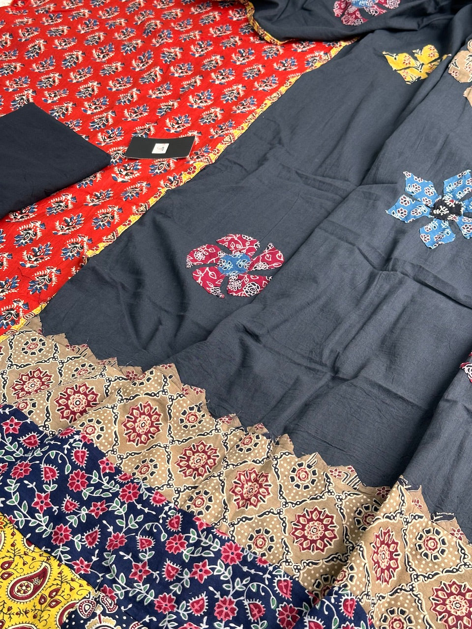 Pure HandBlock Printed Premium Cotton Suit with Appliquéd Dupatta