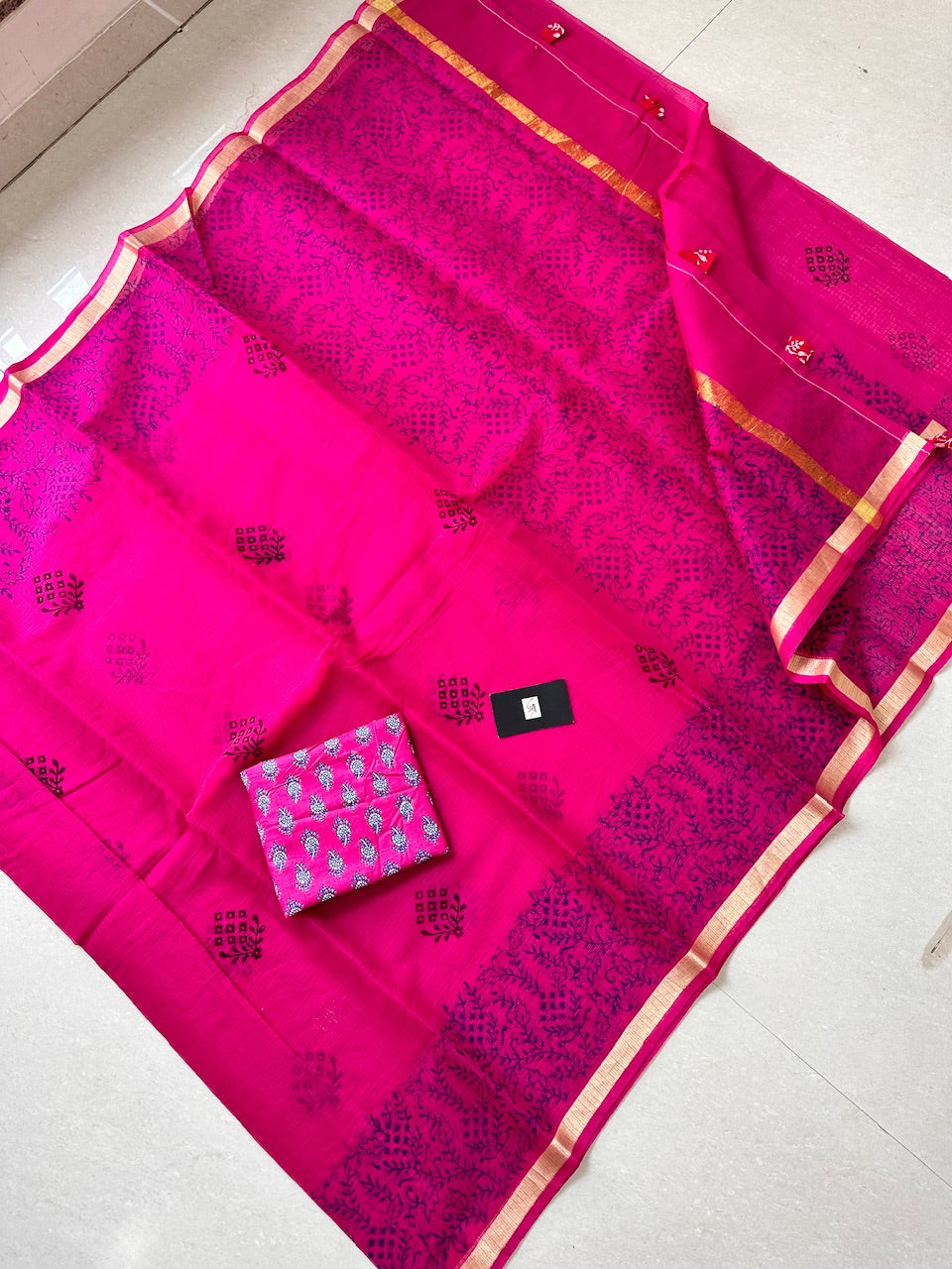 HandBlock Printed Kota Cotton Doria Saree