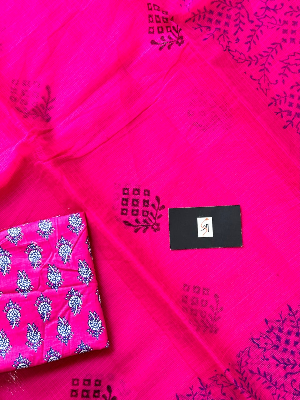 HandBlock Printed Kota Cotton Doria Saree