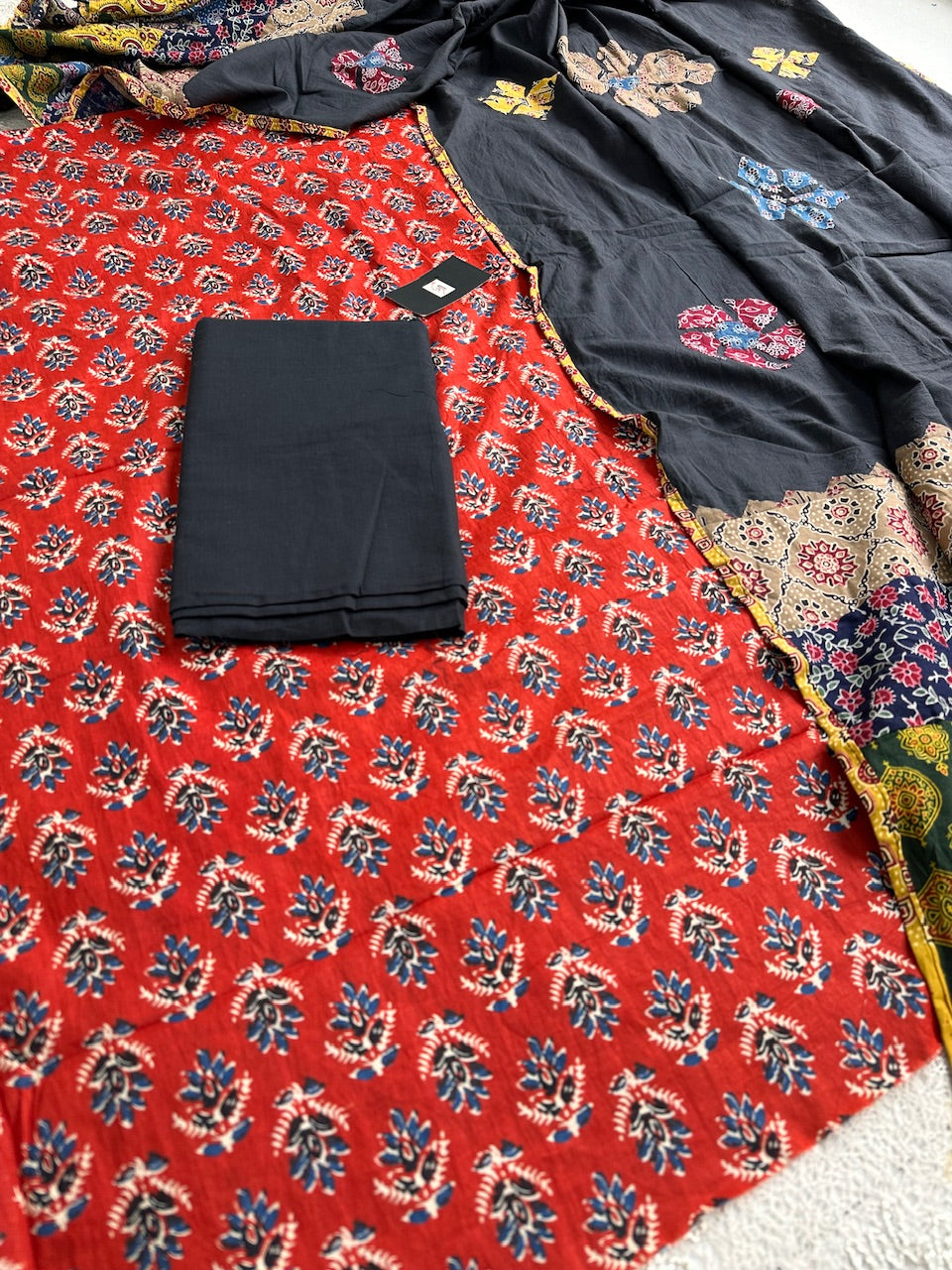 Pure HandBlock Printed Premium Cotton Suit with Appliquéd Dupatta