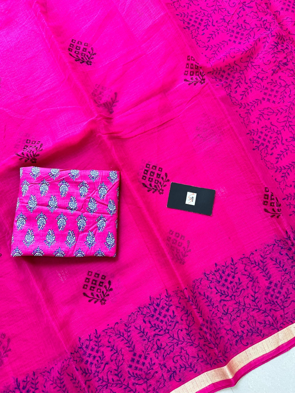 HandBlock Printed Kota Cotton Doria Saree