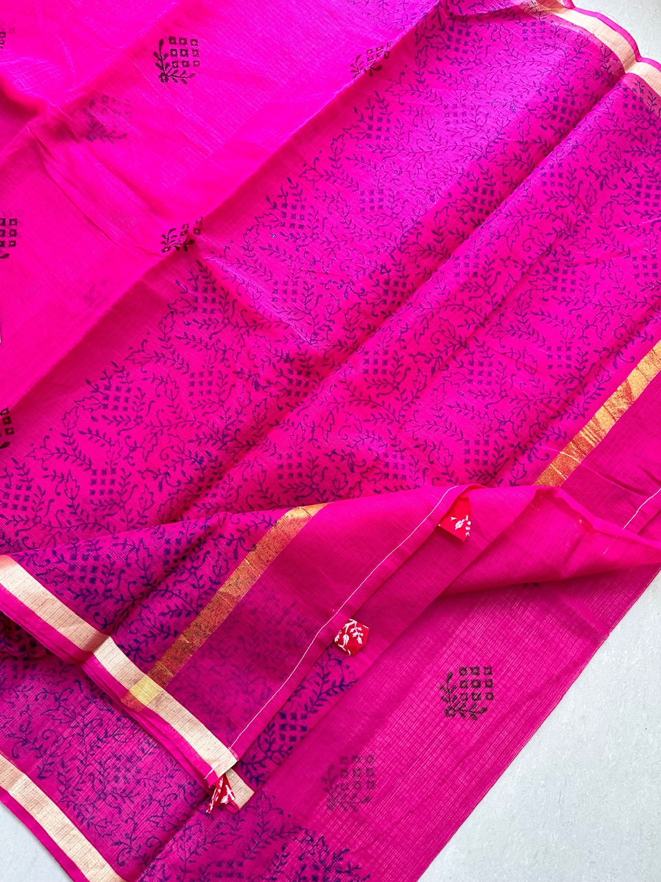 HandBlock Printed Kota Cotton Doria Saree