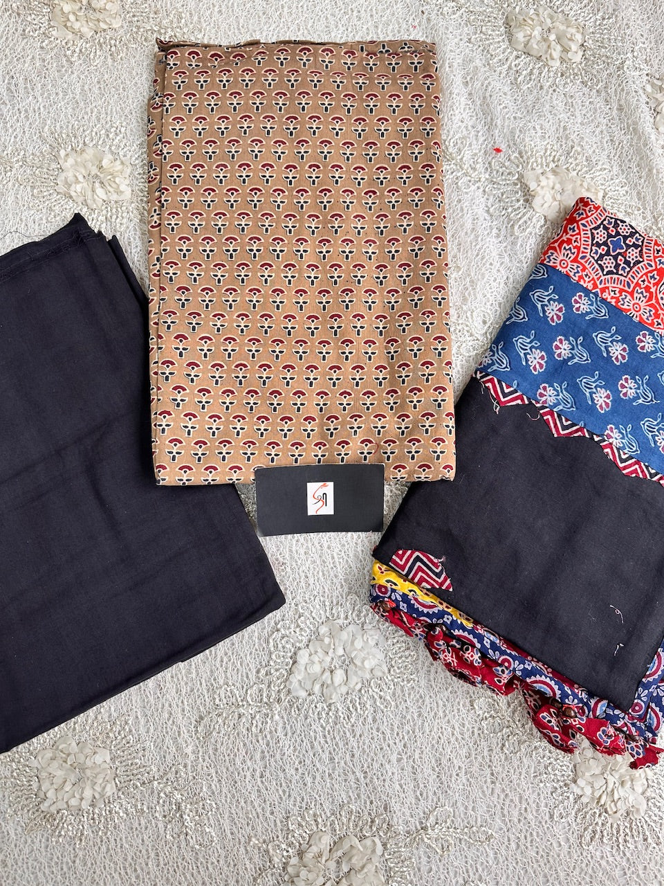 Pure HandBlock Printed Premium Cotton Suit With Appliquéd Dupatta