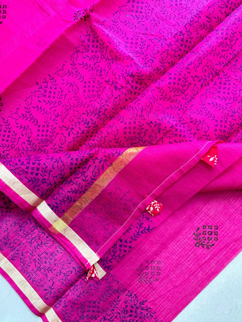 HandBlock Printed Kota Cotton Doria Saree