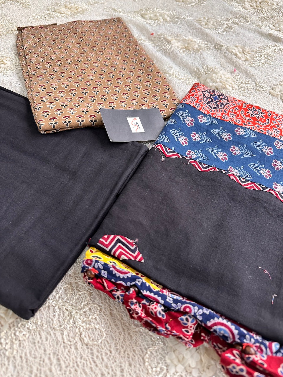 Pure HandBlock Printed Premium Cotton Suit With Appliquéd Dupatta