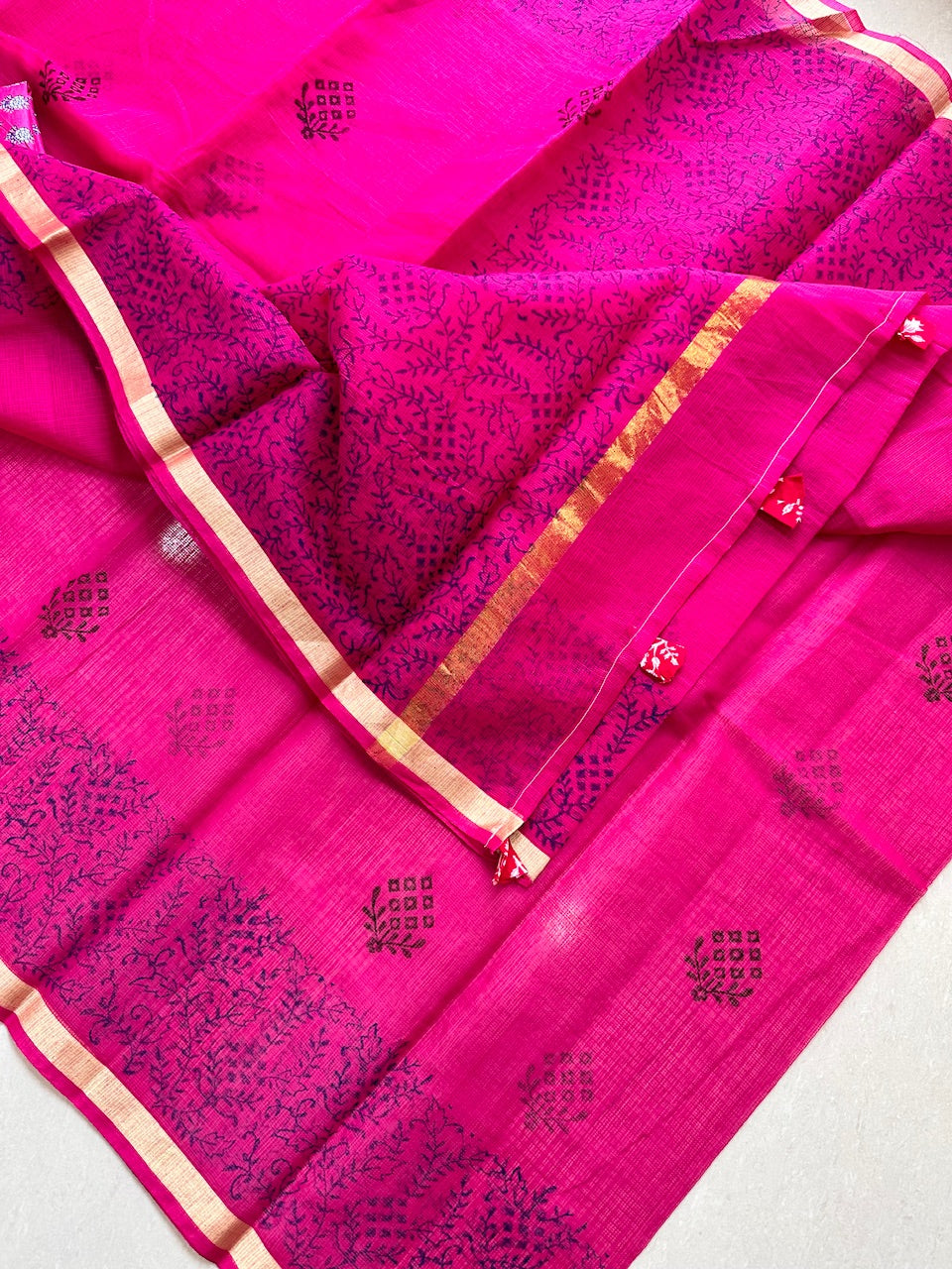 HandBlock Printed Kota Cotton Doria Saree