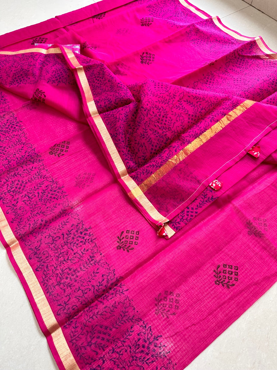 HandBlock Printed Kota Cotton Doria Saree