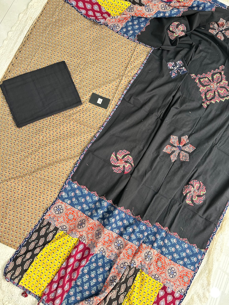 Pure HandBlock Printed Premium Cotton Suit With Appliquéd Dupatta