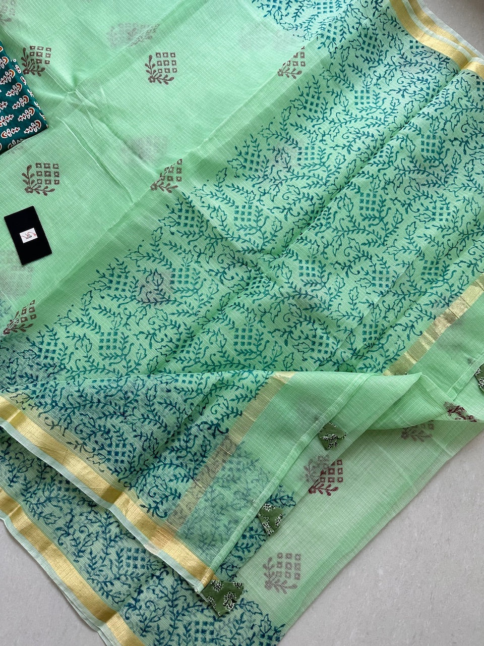 HandBlock Printed Kota Cotton Doria Saree