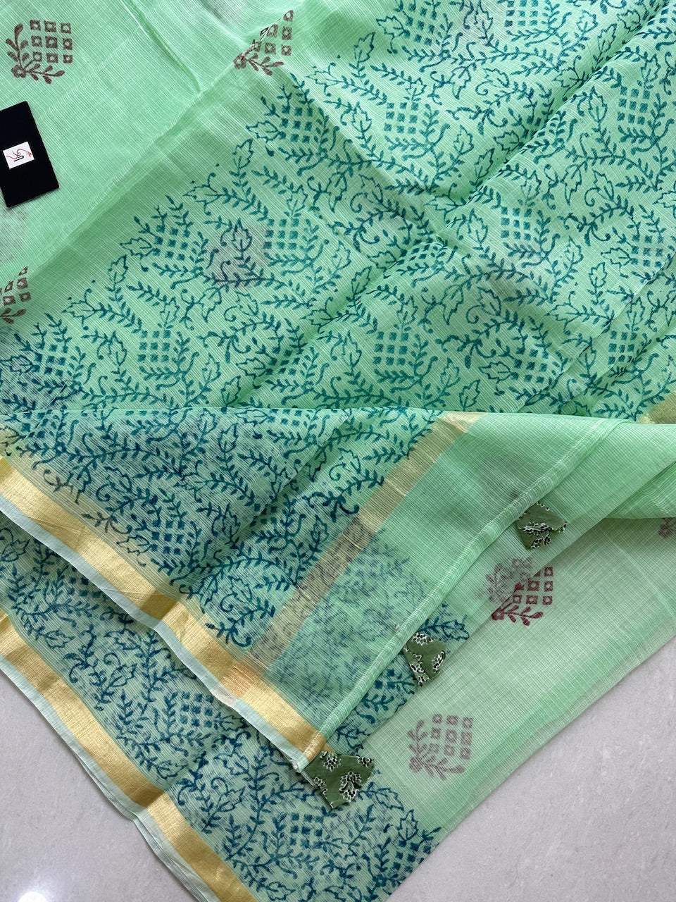 HandBlock Printed Kota Cotton Doria Saree