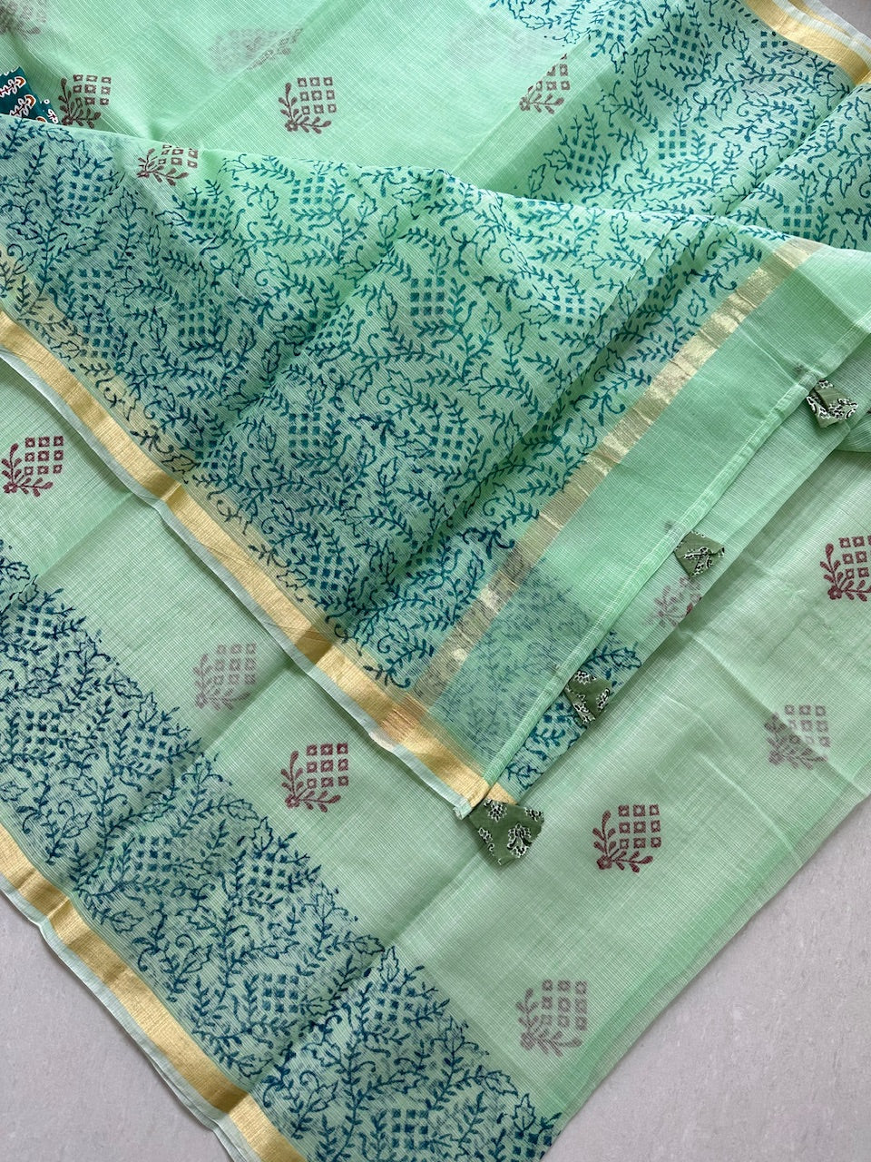 HandBlock Printed Kota Cotton Doria Saree