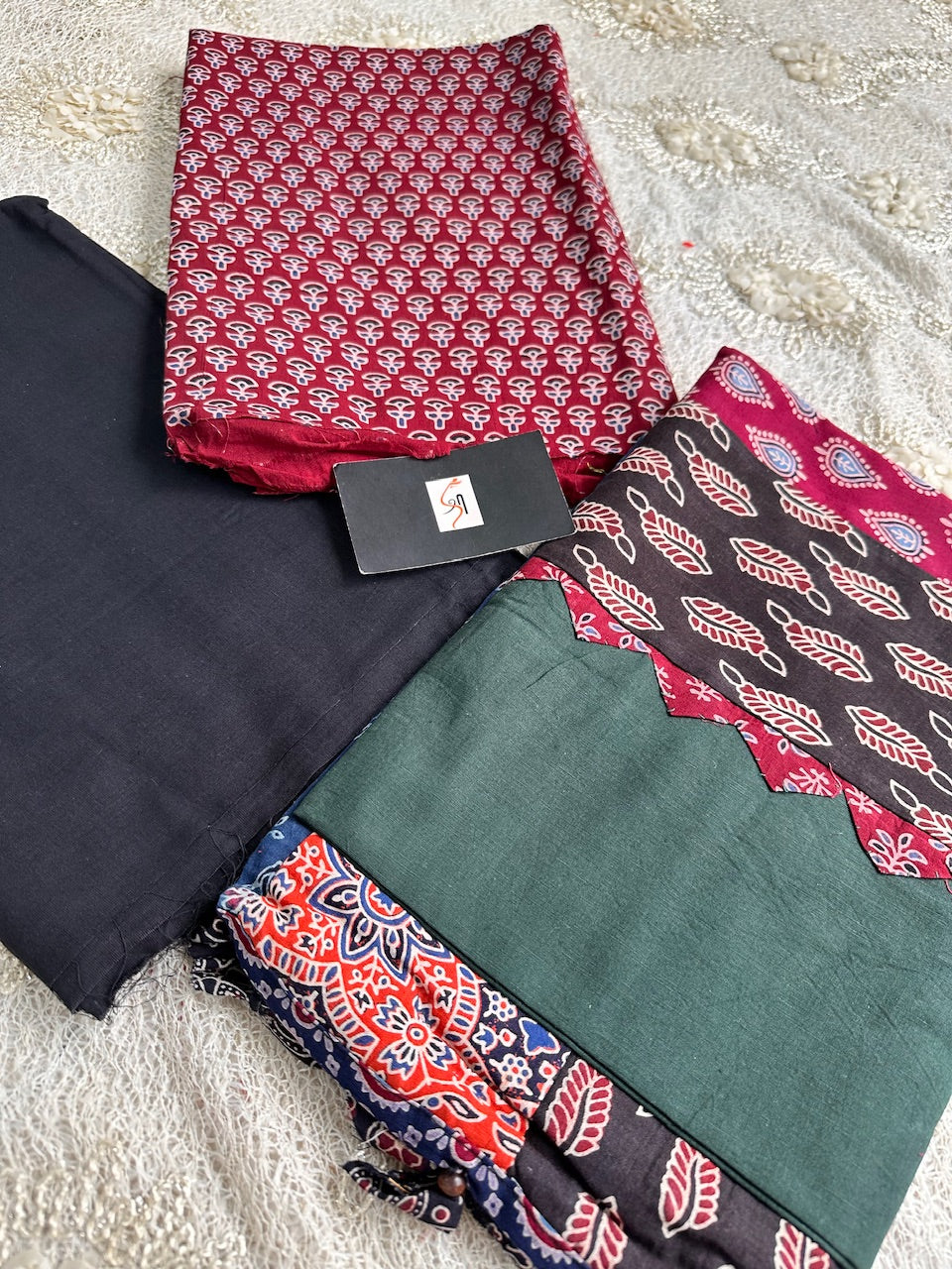 Pure HandBlock Printed Premium Cotton Suit With Appliquéd Dupatta