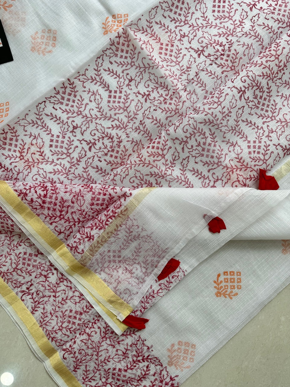 HandBlock Printed Kota Cotton Doria Saree