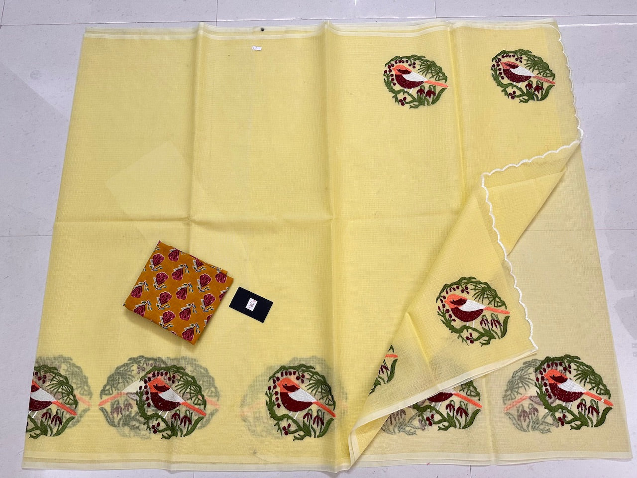 Embroidered Kota Cotton Doria Saree