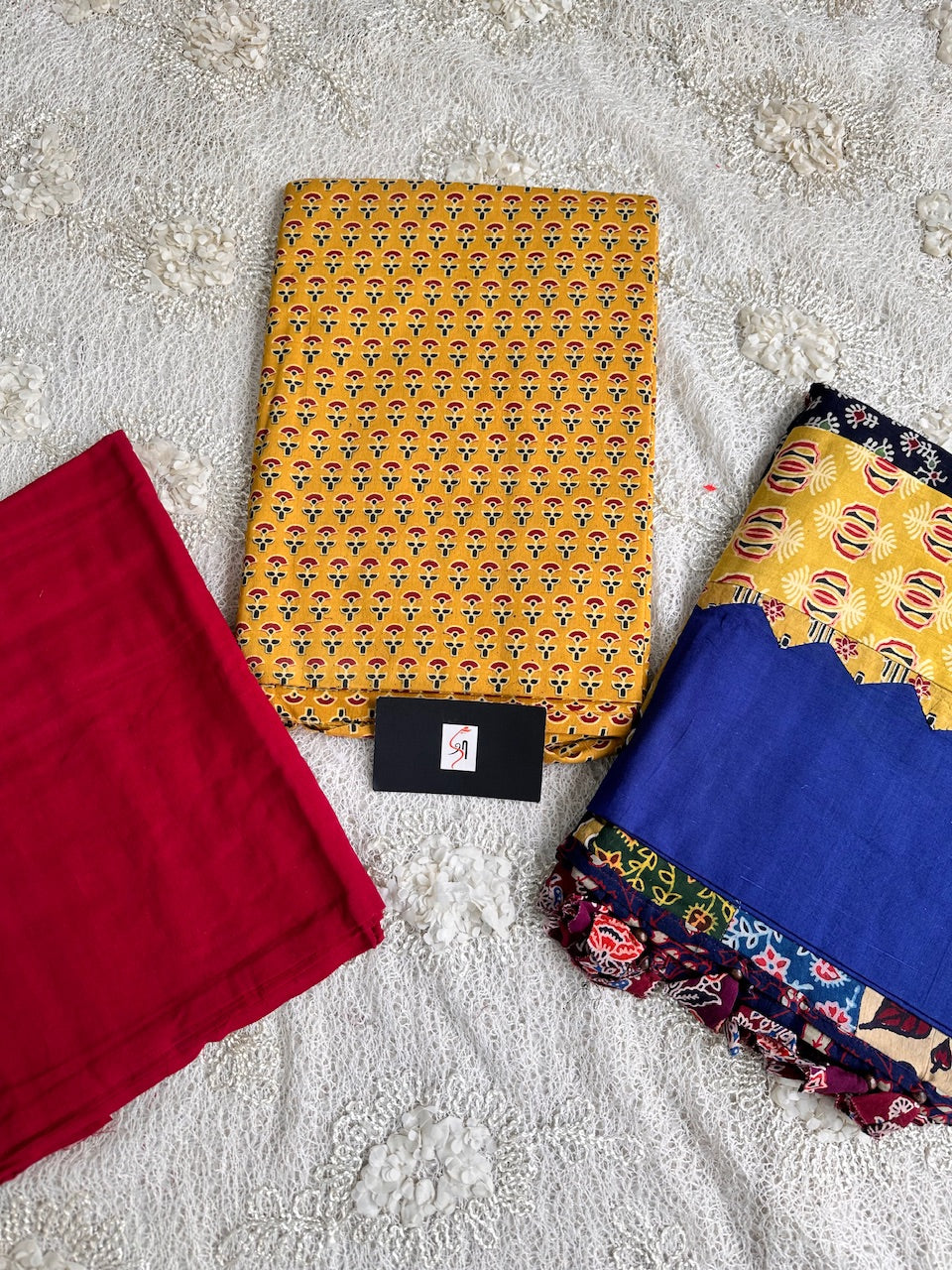 Pure HandBlock Printed Premium Cotton Suit with Appliquéd Dupatta