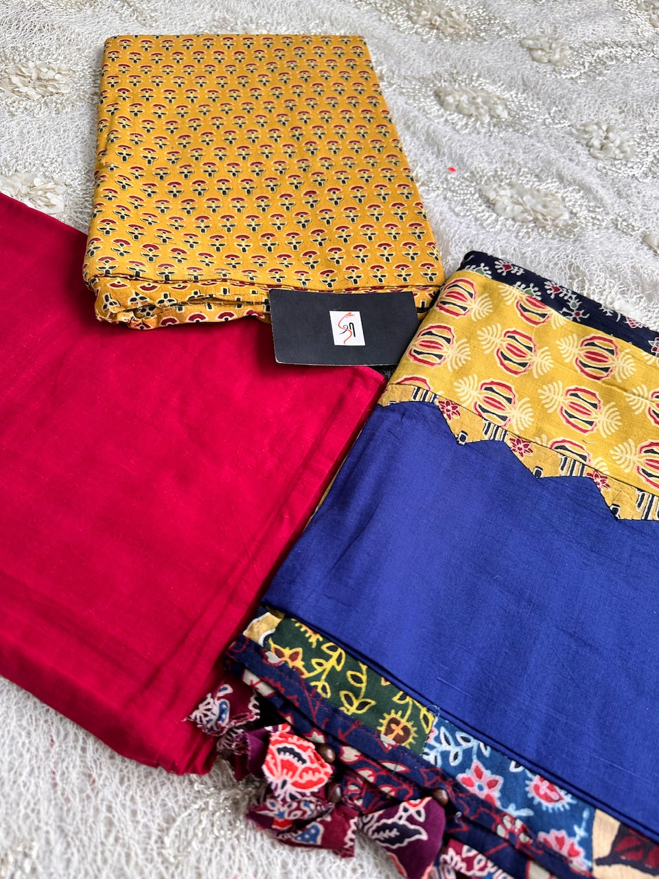 Pure HandBlock Printed Premium Cotton Suit with Appliquéd Dupatta