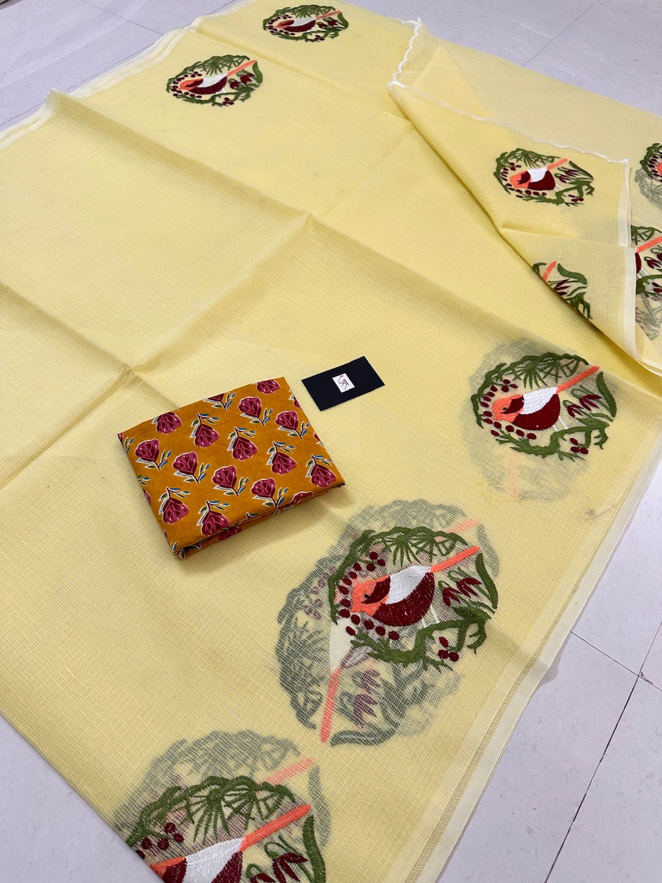 Embroidered Kota Cotton Doria Saree