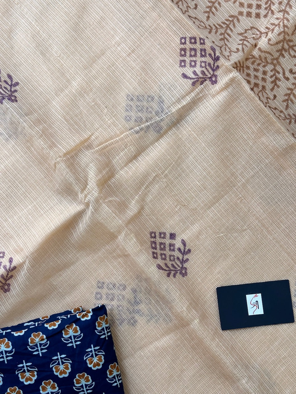 HandBlock Printed Kota Cotton Doria Saree