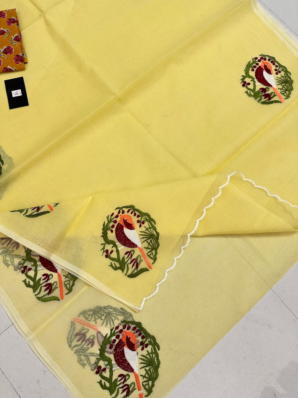 Embroidered Kota Cotton Doria Saree