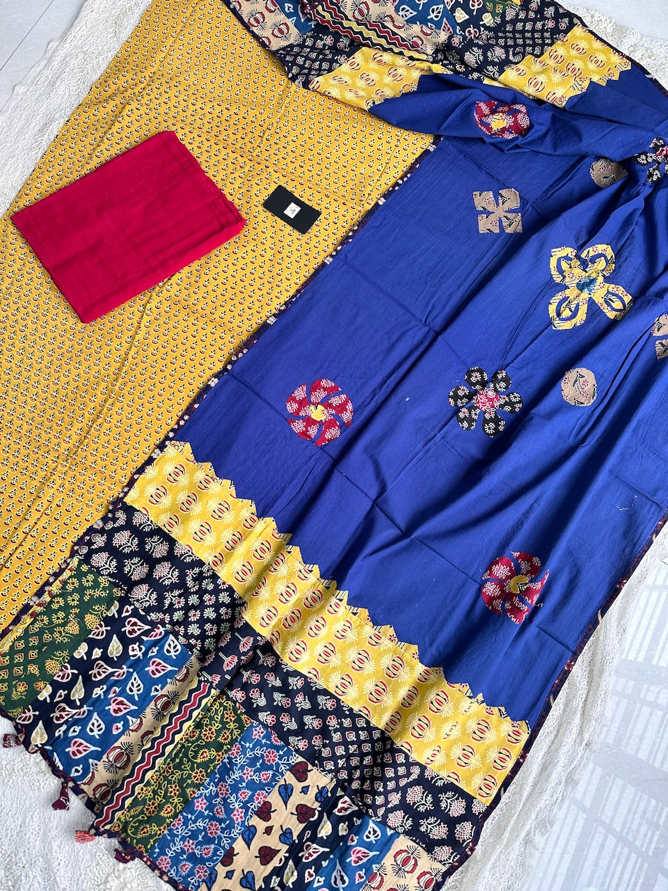 Pure HandBlock Printed Premium Cotton Suit with Appliquéd Dupatta