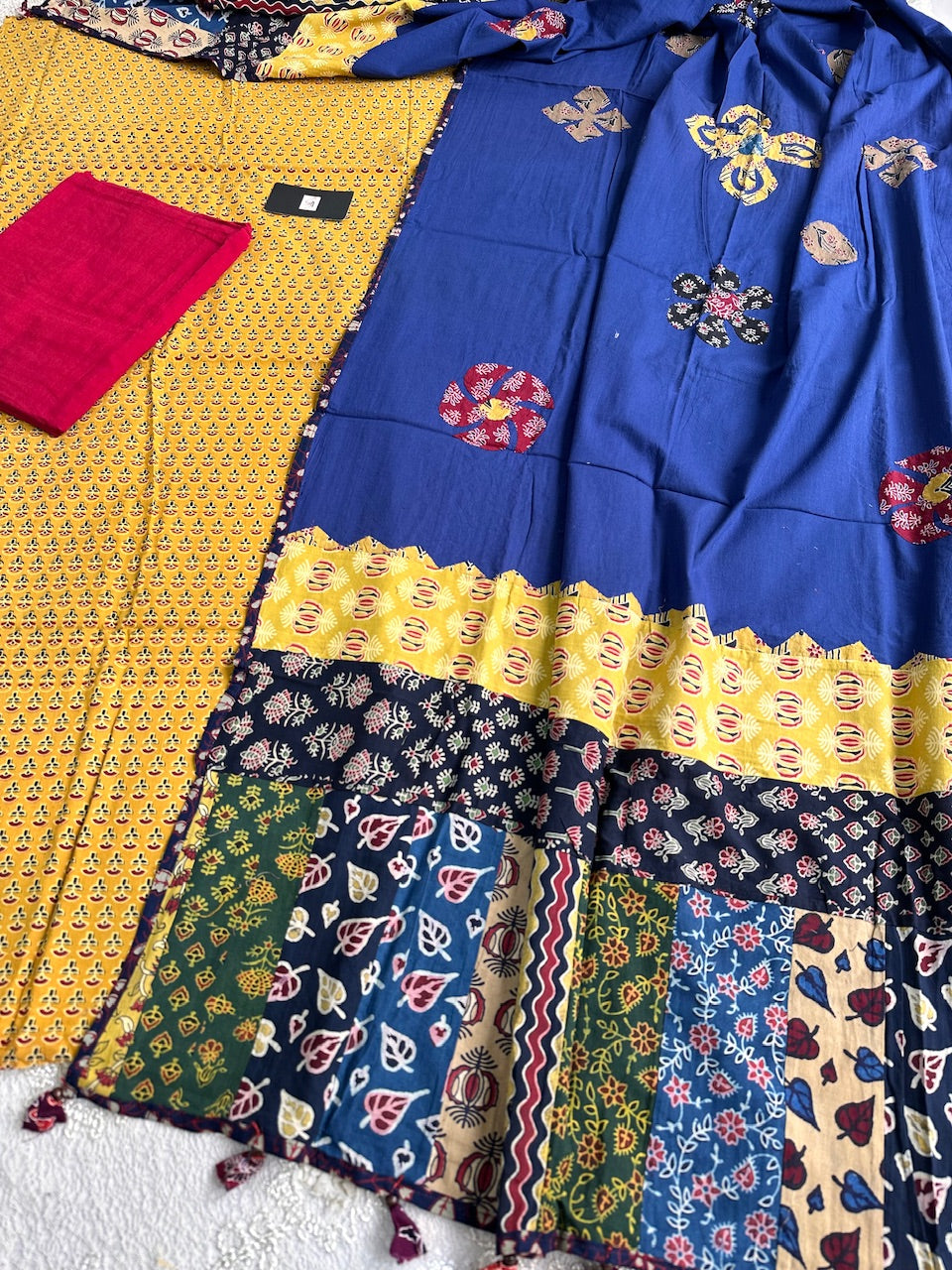 Pure HandBlock Printed Premium Cotton Suit with Appliquéd Dupatta