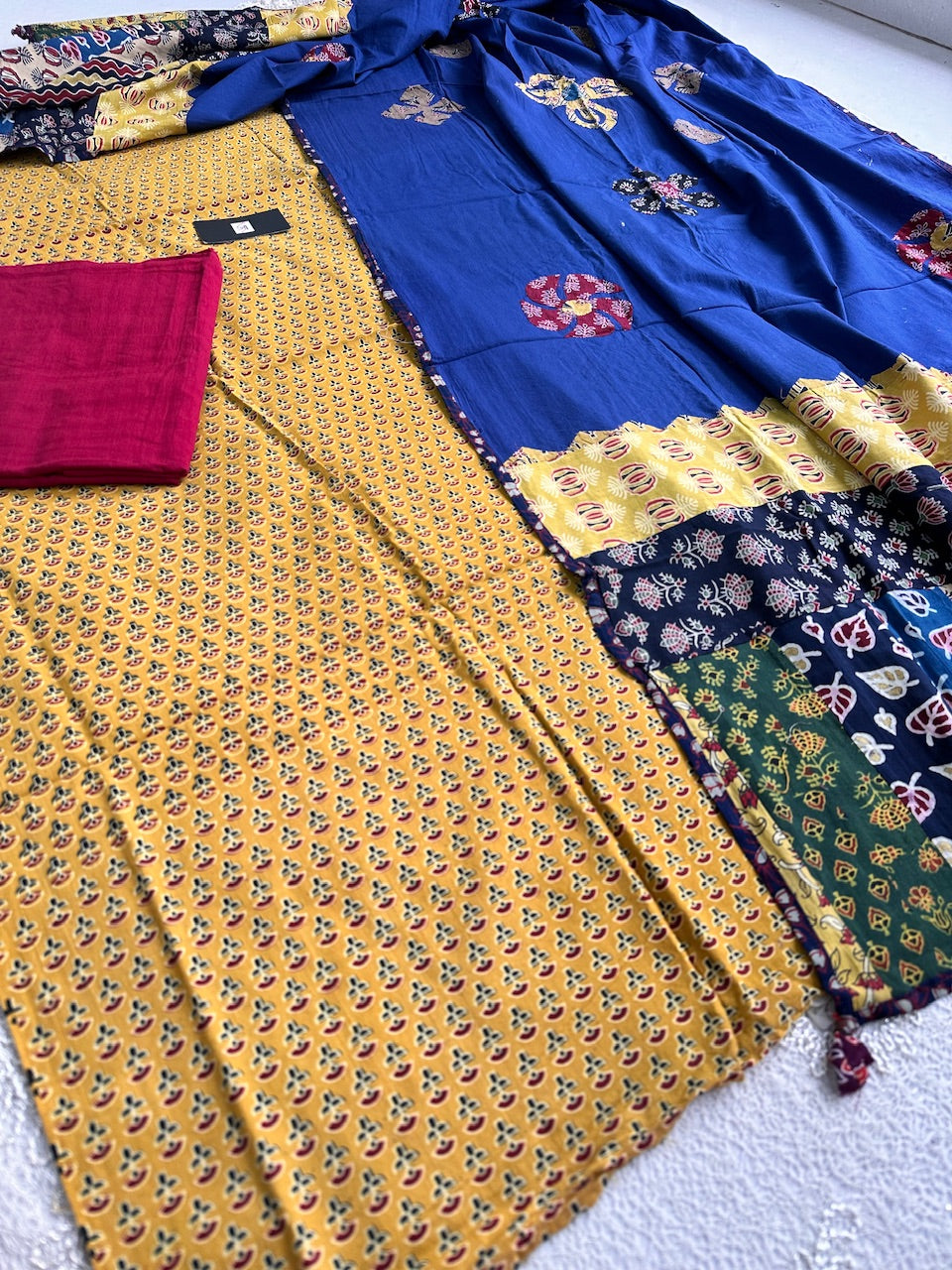 Pure HandBlock Printed Premium Cotton Suit with Appliquéd Dupatta