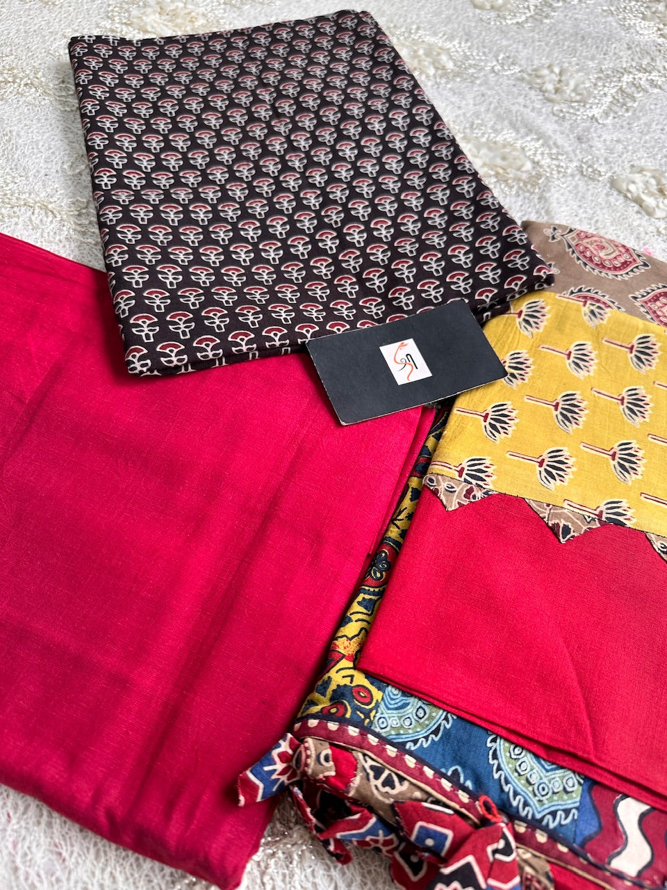 Pure HandBlock Printed Premium Cotton Suit With Appliquéd Dupatta