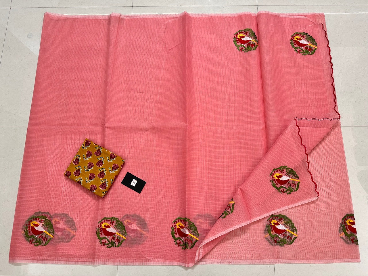 Embroidered Kota Cotton Doria Saree