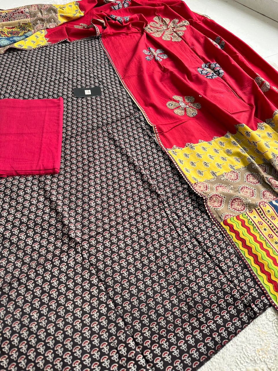 Pure HandBlock Printed Premium Cotton Suit With Appliquéd Dupatta