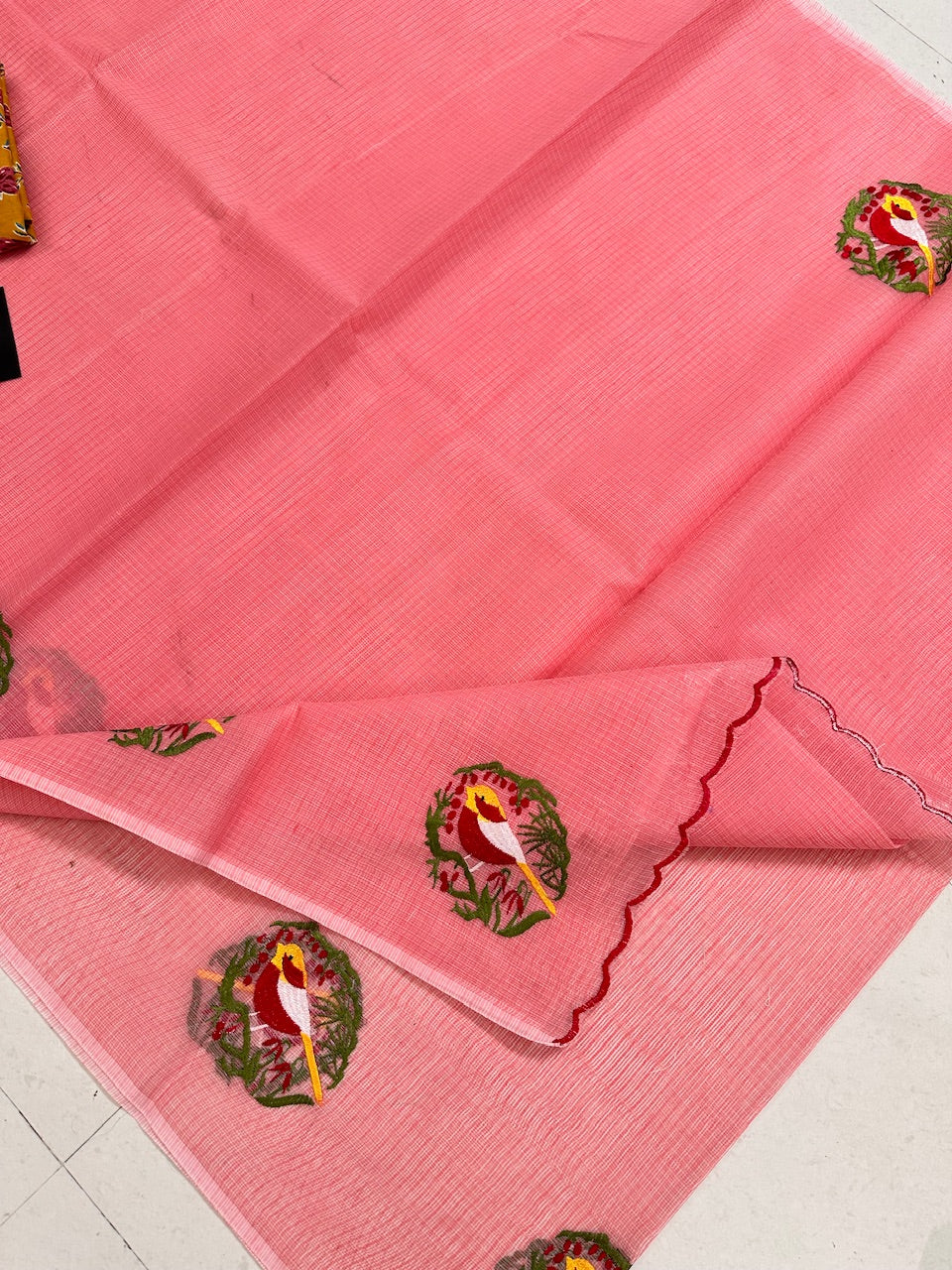 Embroidered Kota Cotton Doria Saree