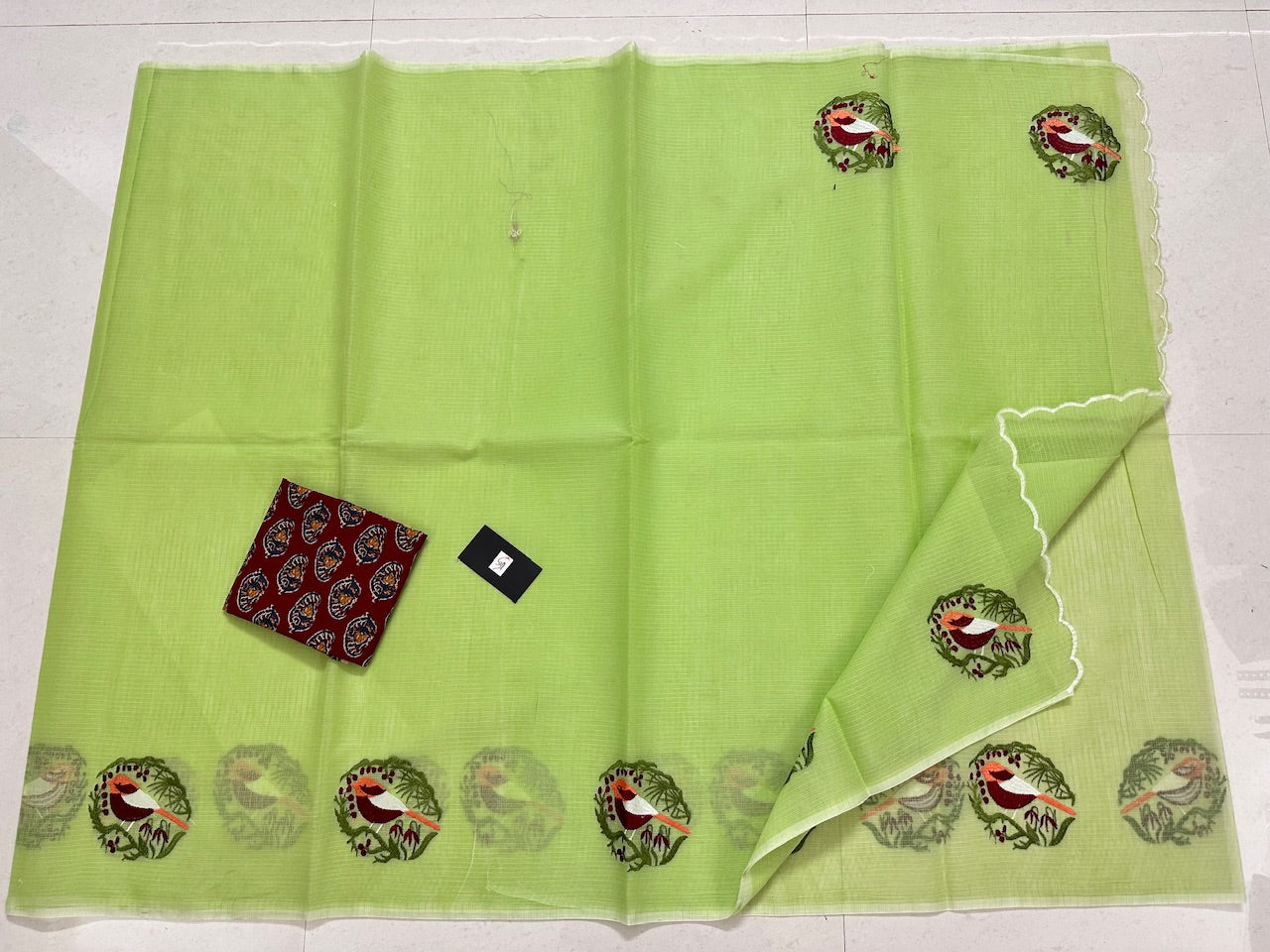 Embroidered Kota Cotton Doria Saree