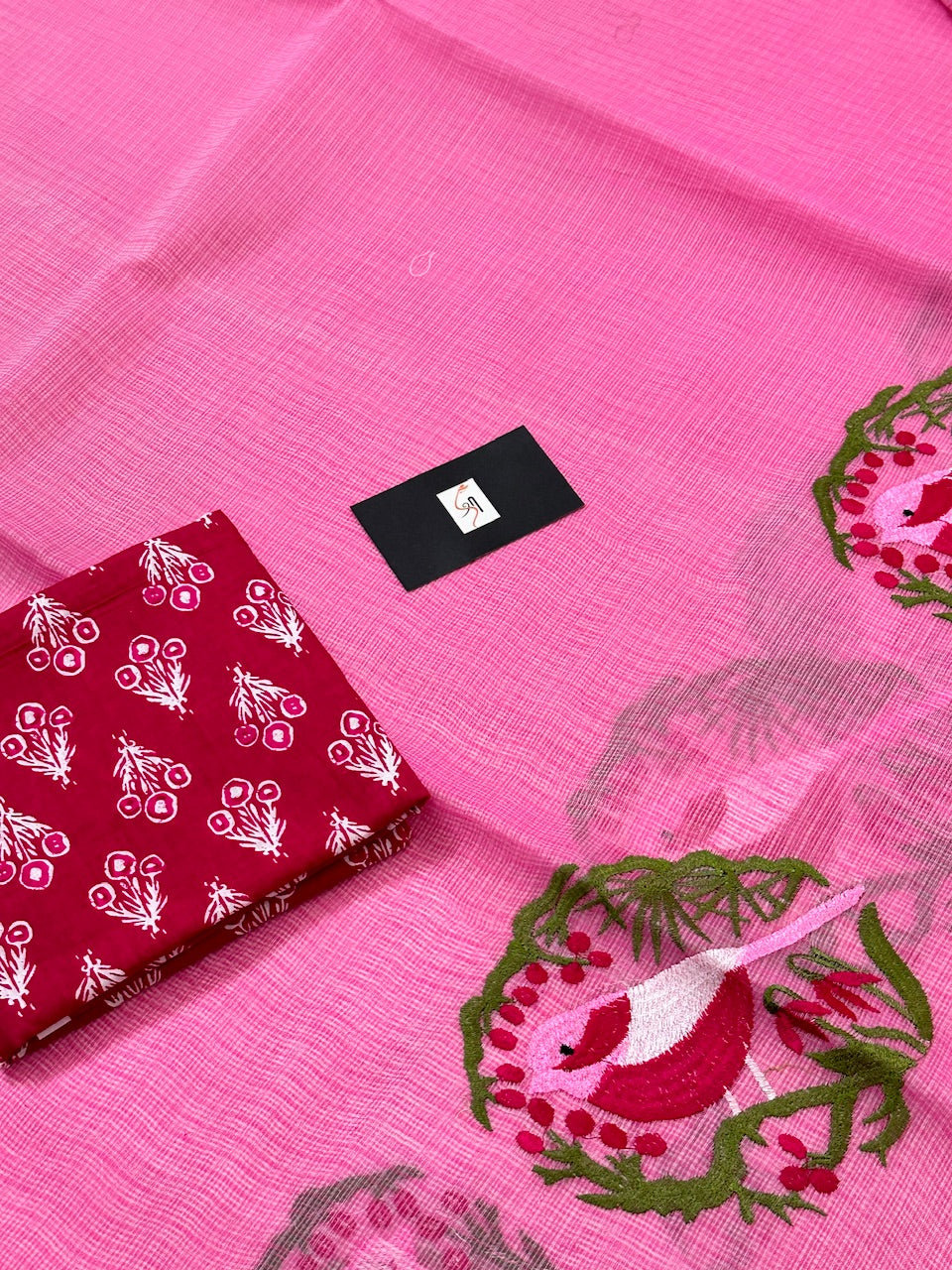 Embroidered Kota Cotton Doria Saree