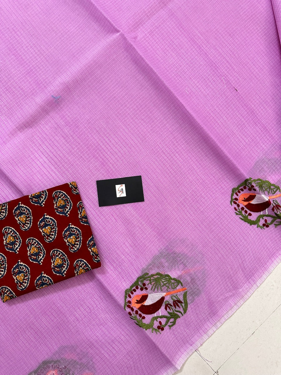 Embroidered Kota Cotton Doria Saree