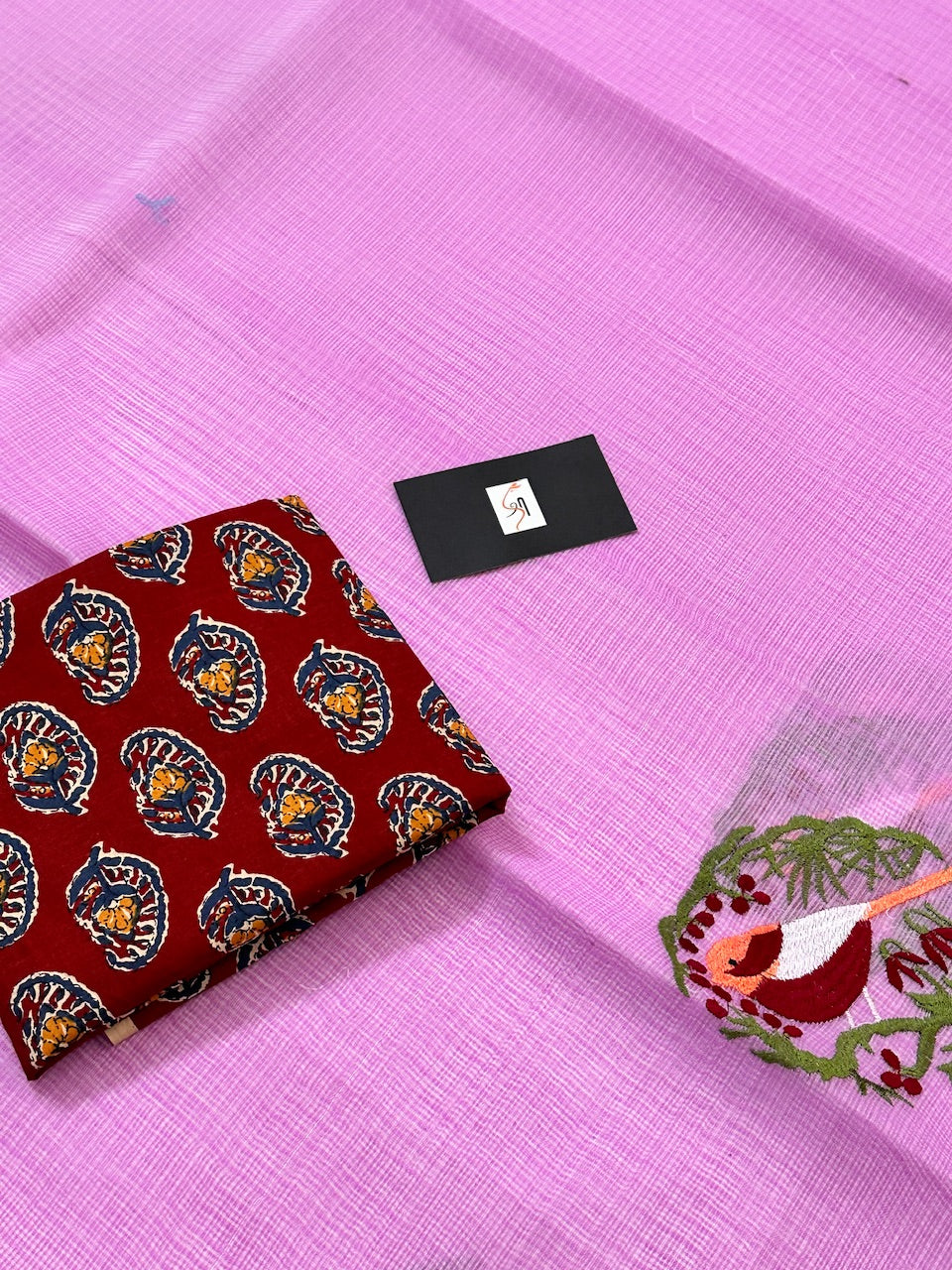 Embroidered Kota Cotton Doria Saree